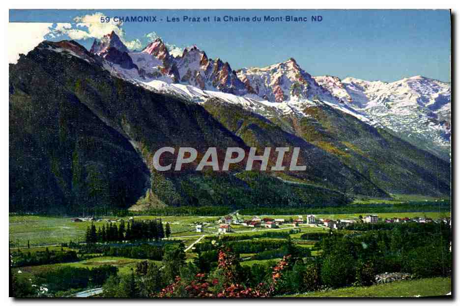 CPA Chamonix Les Praz et la Chaine du Mont Blanc