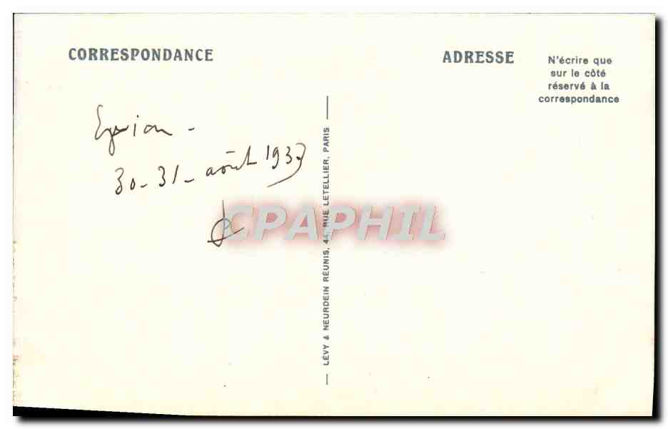 CPA Evian les Bains Royal Hotel  — Verso