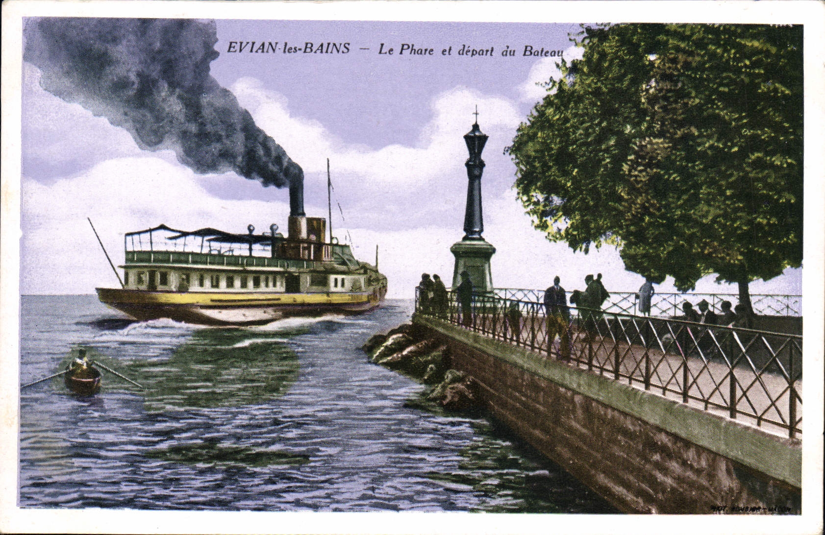 CPA Evian les Bains Le Phare et depart du Bateau