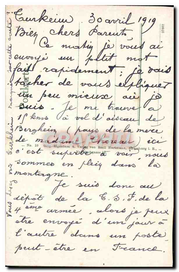 CPA Das Schlachtfeld in des Vogesen — Rückseite