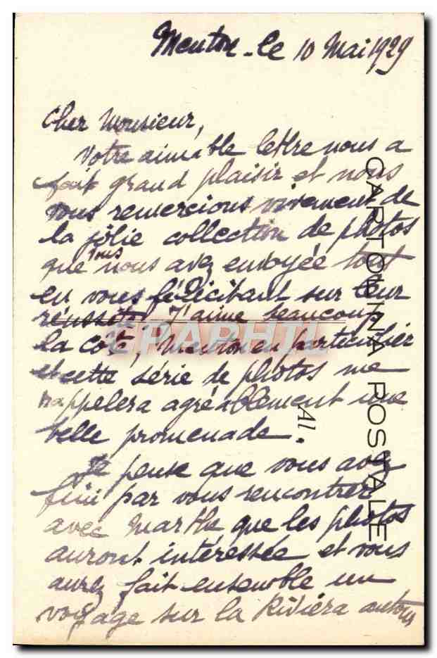 CPA Mentone Ristaurante Casino dei Balri Rossi — Rückseite