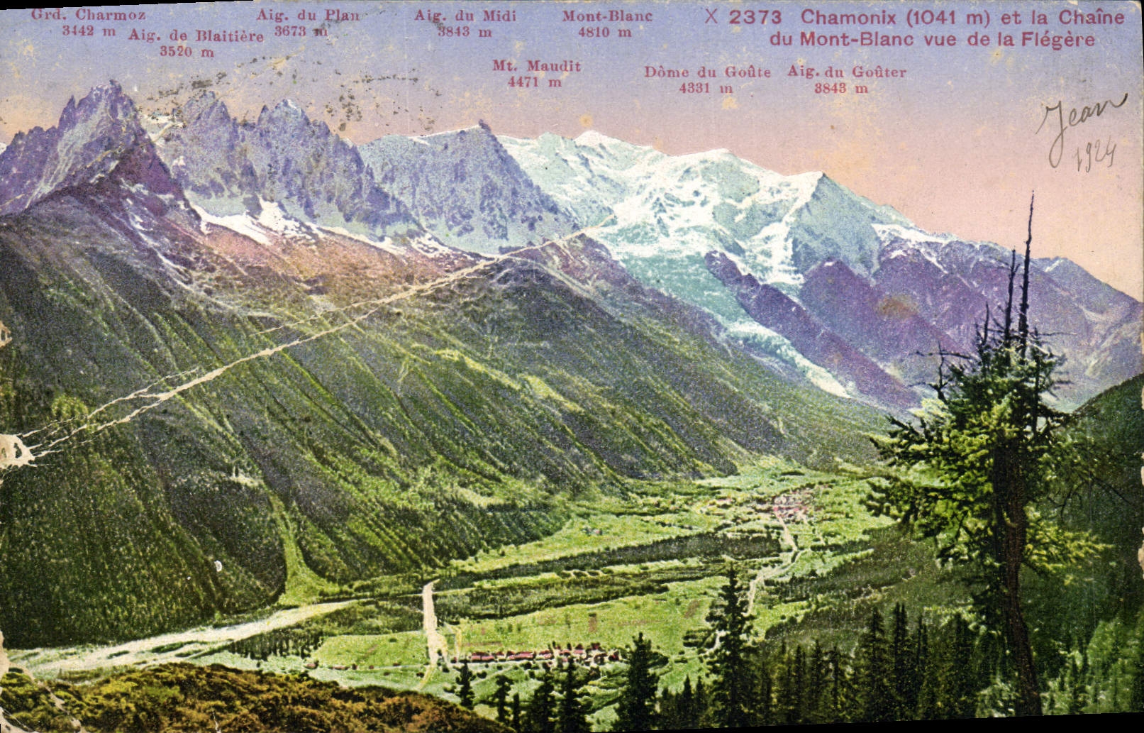 Chamonix (1041 m) et la Chaîne du Mont-Blanc vue de la Flégère — Édition Photoblor, Zurich, n° X 2373