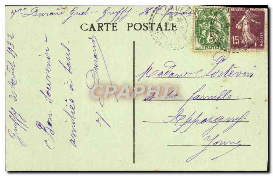 CPA Gruffy Pont de l'abime  — Rückseite