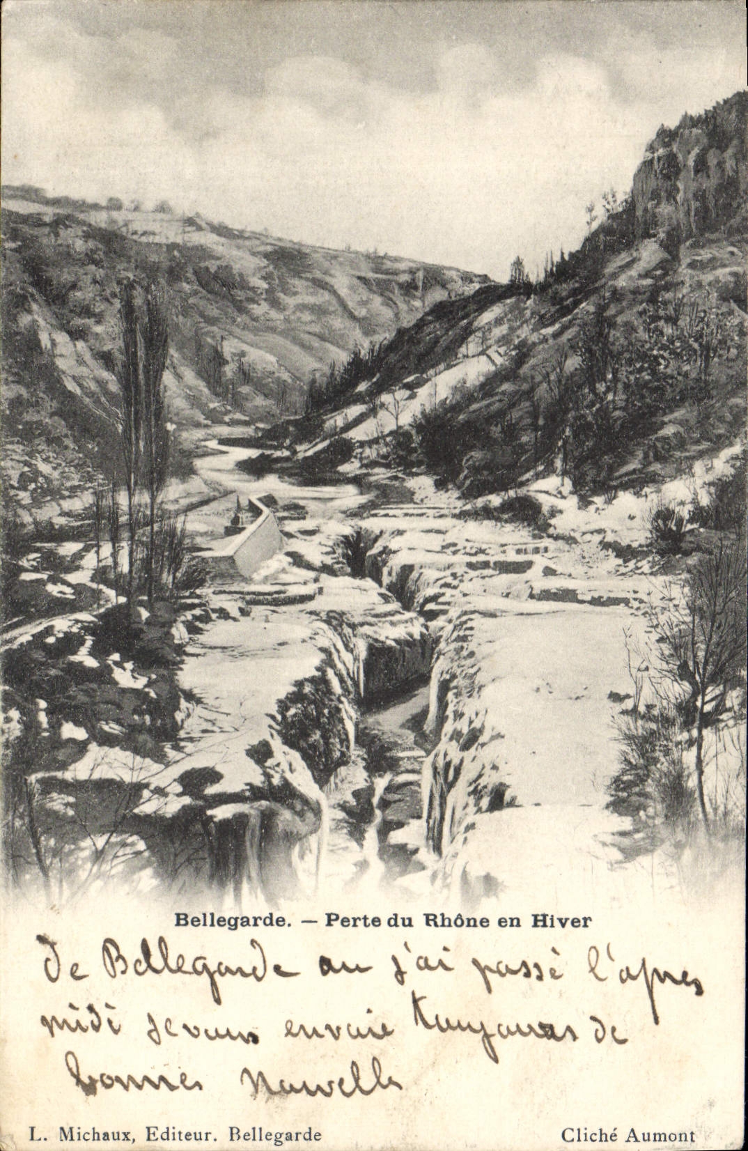Bellegarde — Perte du Rhône en Hiver — L. Michaux, Editeur, Bellegarde
