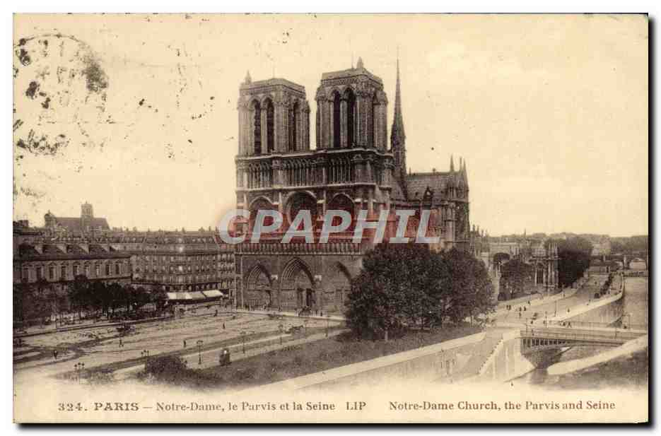 CPA Paris Notre Dame le Parvis et la Seine