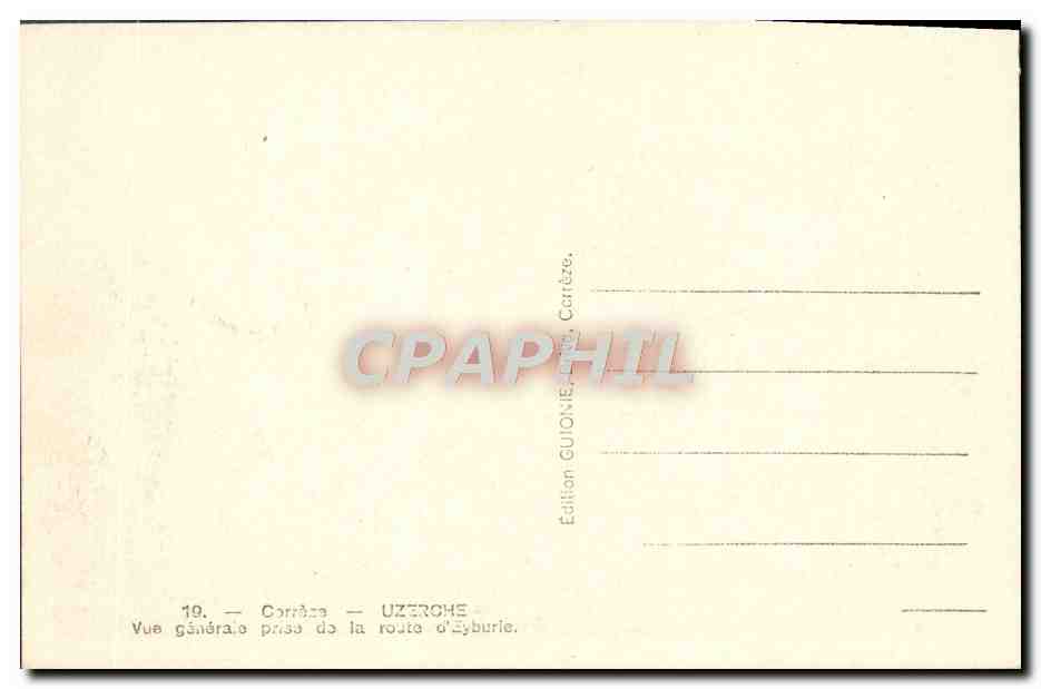 Corrèze — Vue générale prise de la route d'Éyburie — Édition Guionne, Corrèze — Verso