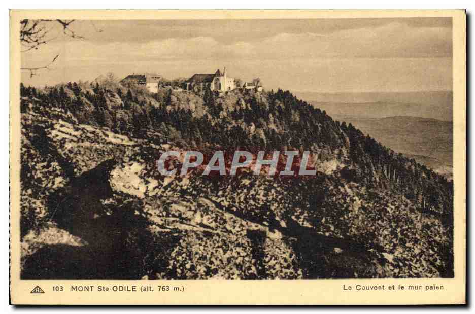 CPA Mont Ste Odile Le couvent et le mur paien