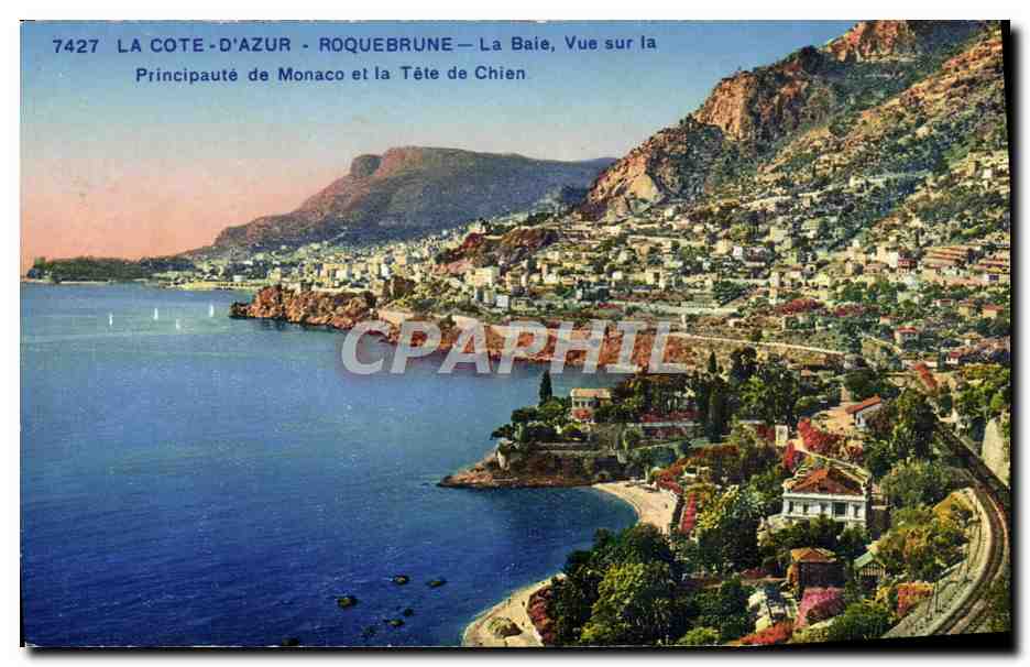 CPA Roquebrune La Baie Vue Sur la principaute de Monaco et la tete de chien