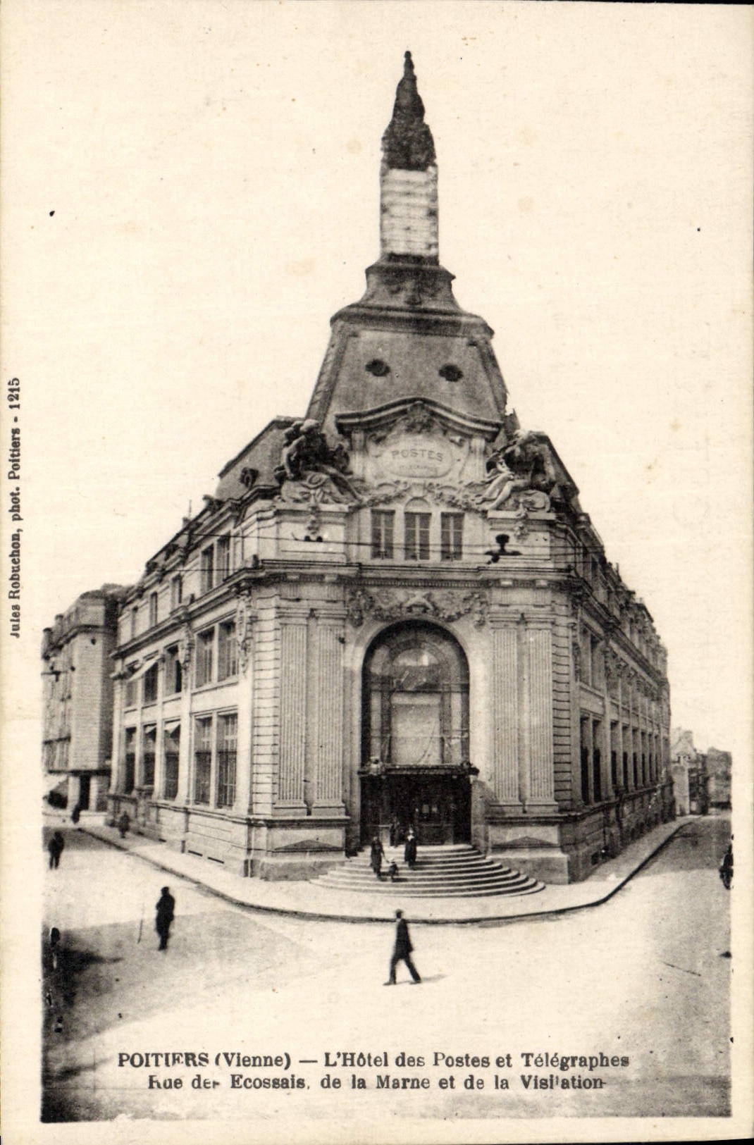 Poitiers (Vienne) — L'Hôtel des Postes et Télégraphes — Rue des Écossais, de la Marne et de la Visitation — Jules Robuchon, phot. Poitiers - 1245