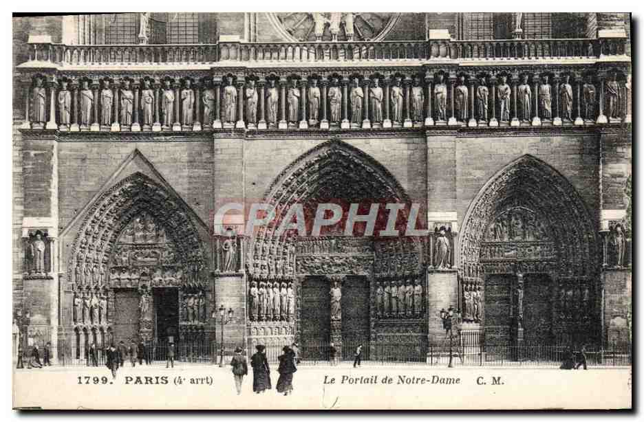 CPA Paris Le portail de Notre Dame