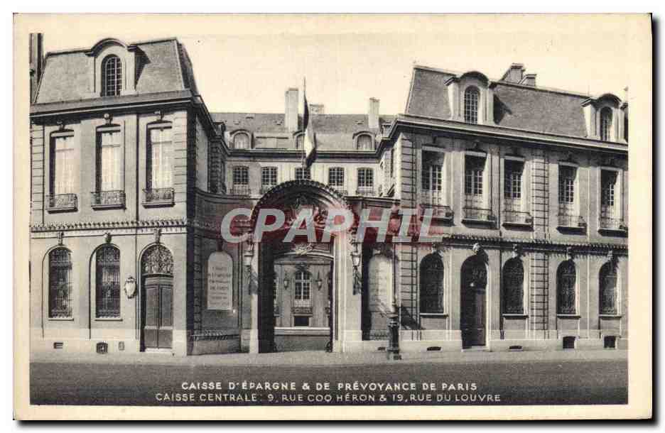 CPA Paris Caisse d'Epargne et de Prevoyance Rue Coq Herin et Rue du Louvre