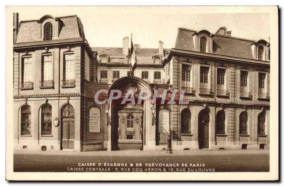 CPA Paris Caisse d'Epargne et de Prevoyance Rue Coq Herin et Rue du Louvre