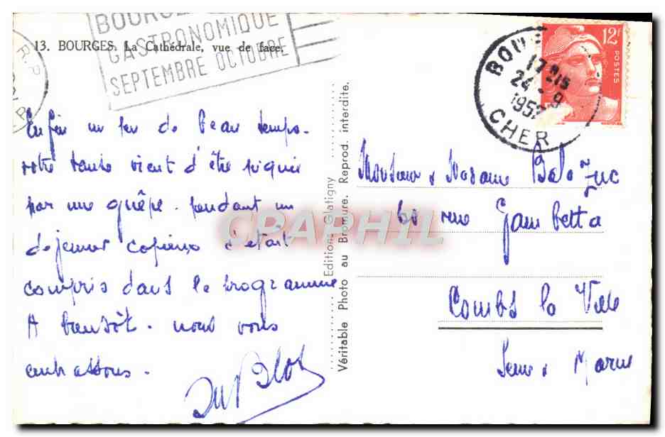 CPM Bourges La Cathedrale Vue De Face — Verso