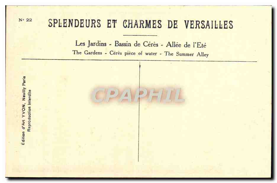 CPA Splendeurs Et Charmes De Versailles Bassin de Ceres Les jardins Allee de l'ete — Verso