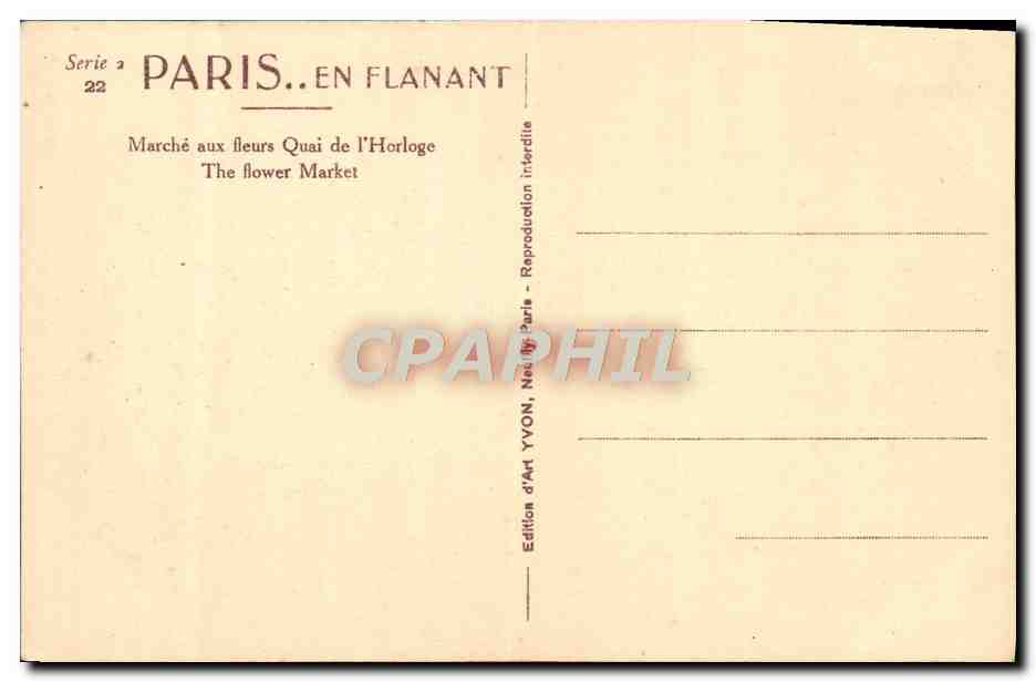 CPA Paris En Flanant Marche aux fleurs quai de l'horloge  — Rückseite