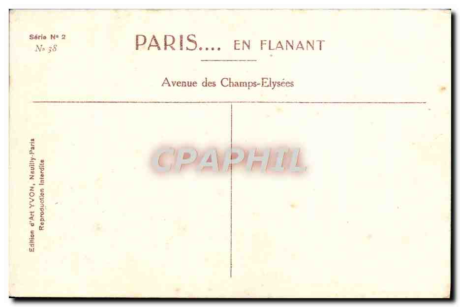 CPA Paris Avenue des Champs Elysees — Rückseite