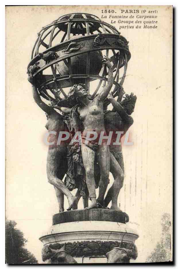 CPA Paris La Fontaine de Carpeaux Le Groupe des Quatre parties du monde