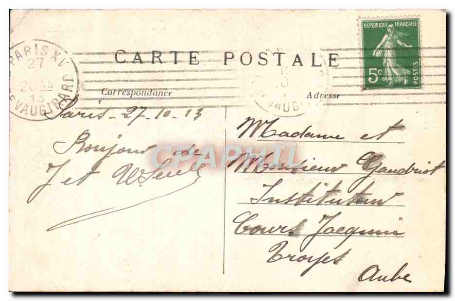 CPA Paris La Fontaine de Carpeaux Le Groupe des Quatre parties du monde — Rückseite