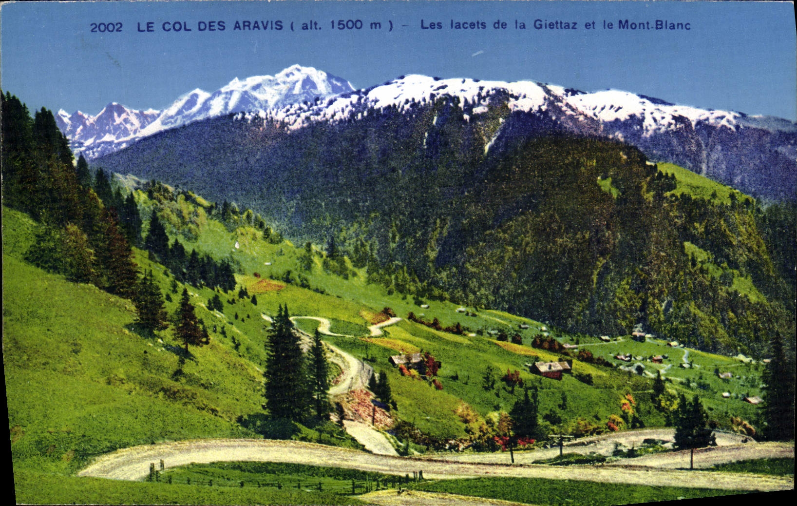 Col des Aravis (Höhe 1500 m) — Die Kurven der Giettaz und der Mont-Blanc — Clichés Gardet Garin