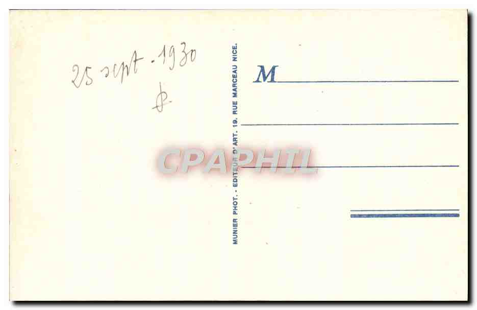 CPA Menton Vue Generale — Rückseite