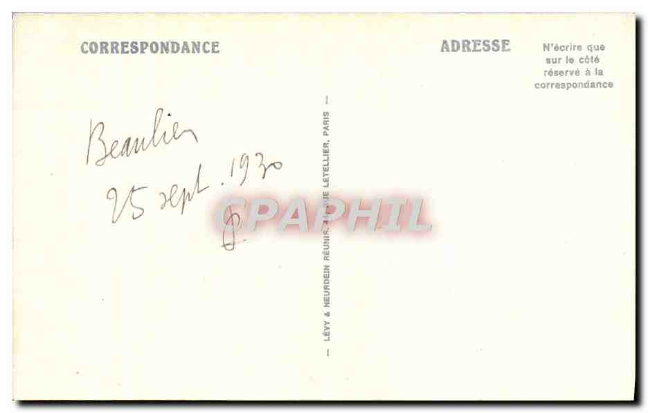 CPA Beaulieu Vue Generale — Verso