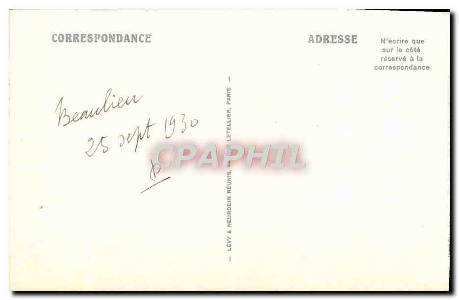 CPA Beaulieu Le Boulevara Gordon A La Petite Afrique — Rückseite