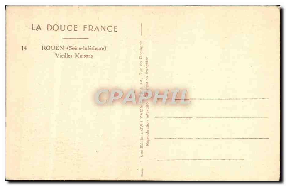 CPA Rouen Vieilles Maisons — Rückseite