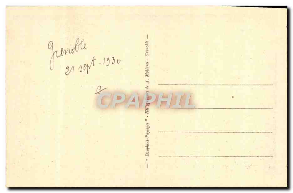 Grenoble — Vue générale et les Alpes — éditeur Dauphink, n° 10.501 — Verso
