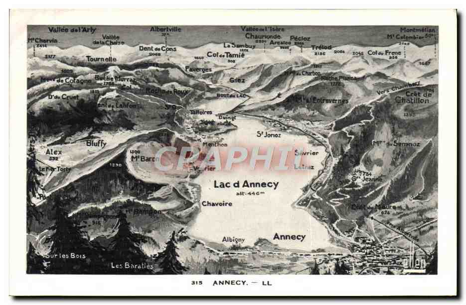Lac d'Annecy — vue aérienne — CPAPHIL n°315 - Anverso