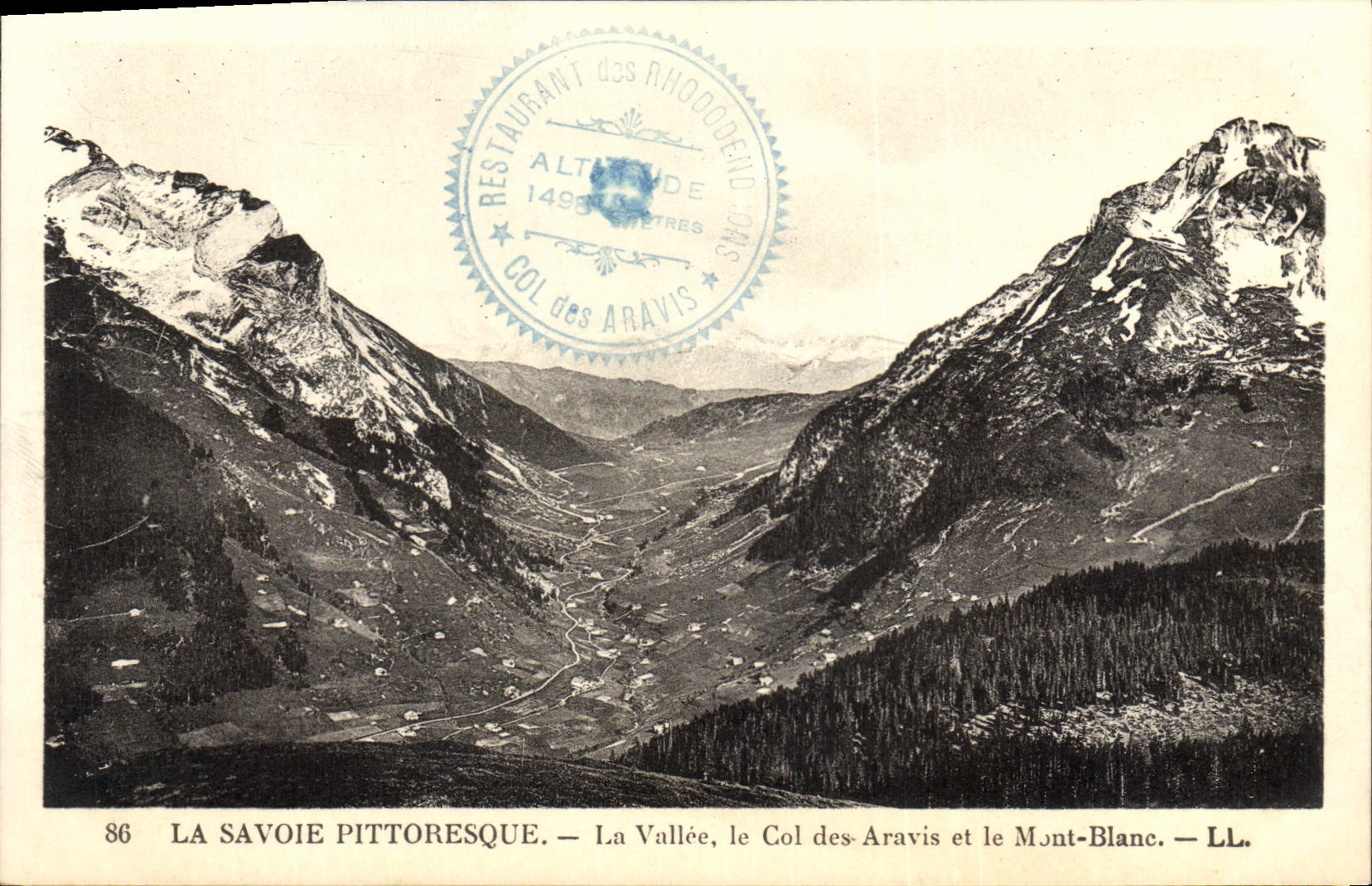 La Savoie pittoresque — La Vallée, le Col des Aravis et le Mont-Blanc — LL. — Restaurant des Rhododendres