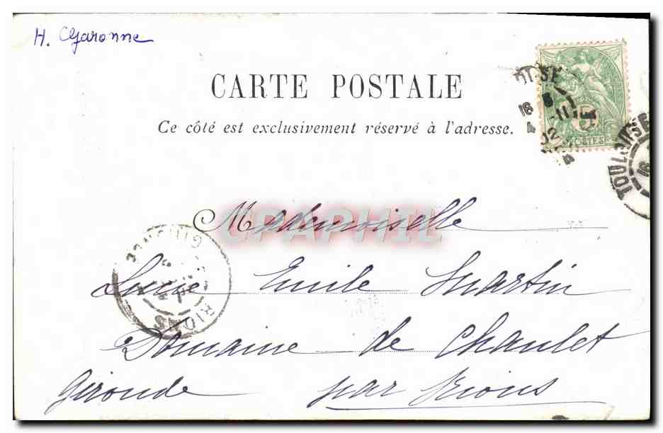 CPA Toulouse Colonne Dupuy Et Halle Aux Grains — Verso