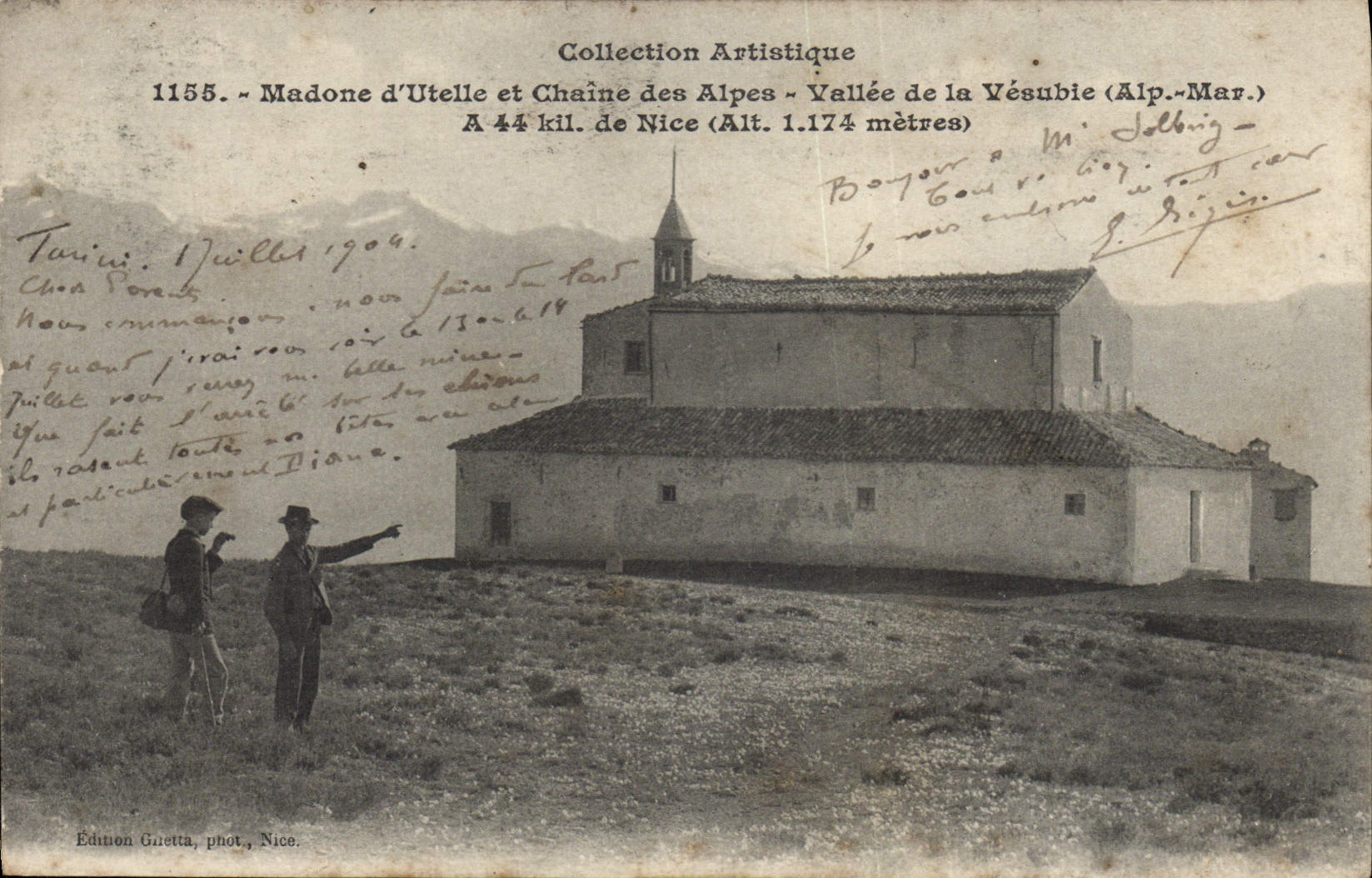 Madone d'Utelle et Chaîne des Alpes - Vallée de la Vésubie (Alp.-Mar.) — Édition Giletta, phot., Nice, n°1155