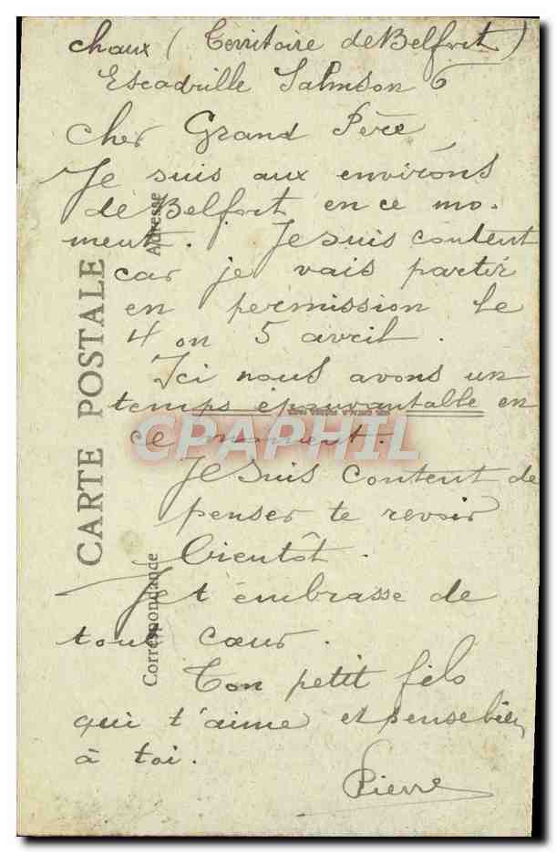 CPA Belfort Le Chateau Le Lion I'Hotel De Ville Et Statue Quand Meme Lion — Verso