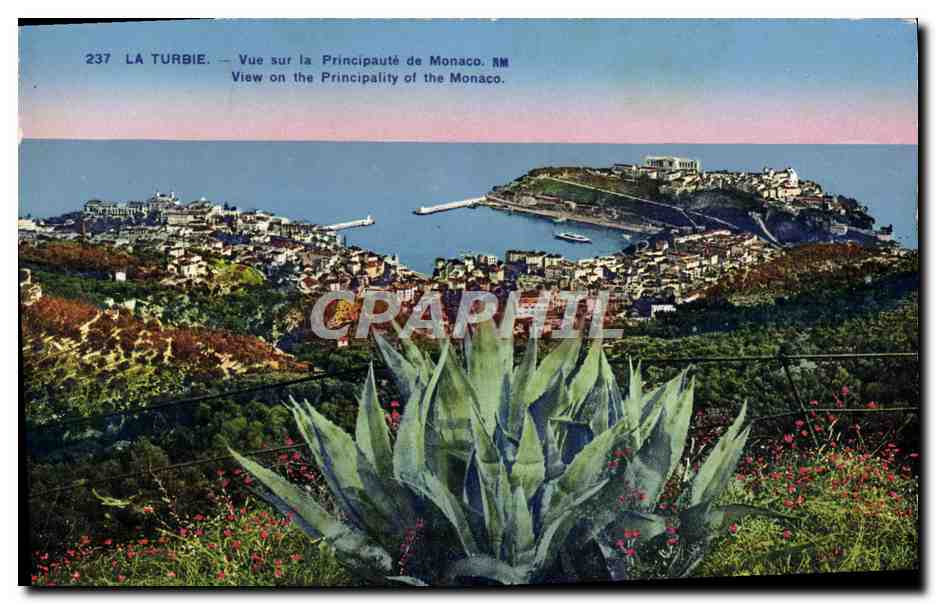 La Turbie — Vue sur la Principauté de Monaco — Éditions d'Art Rostas et Marcel, Nice