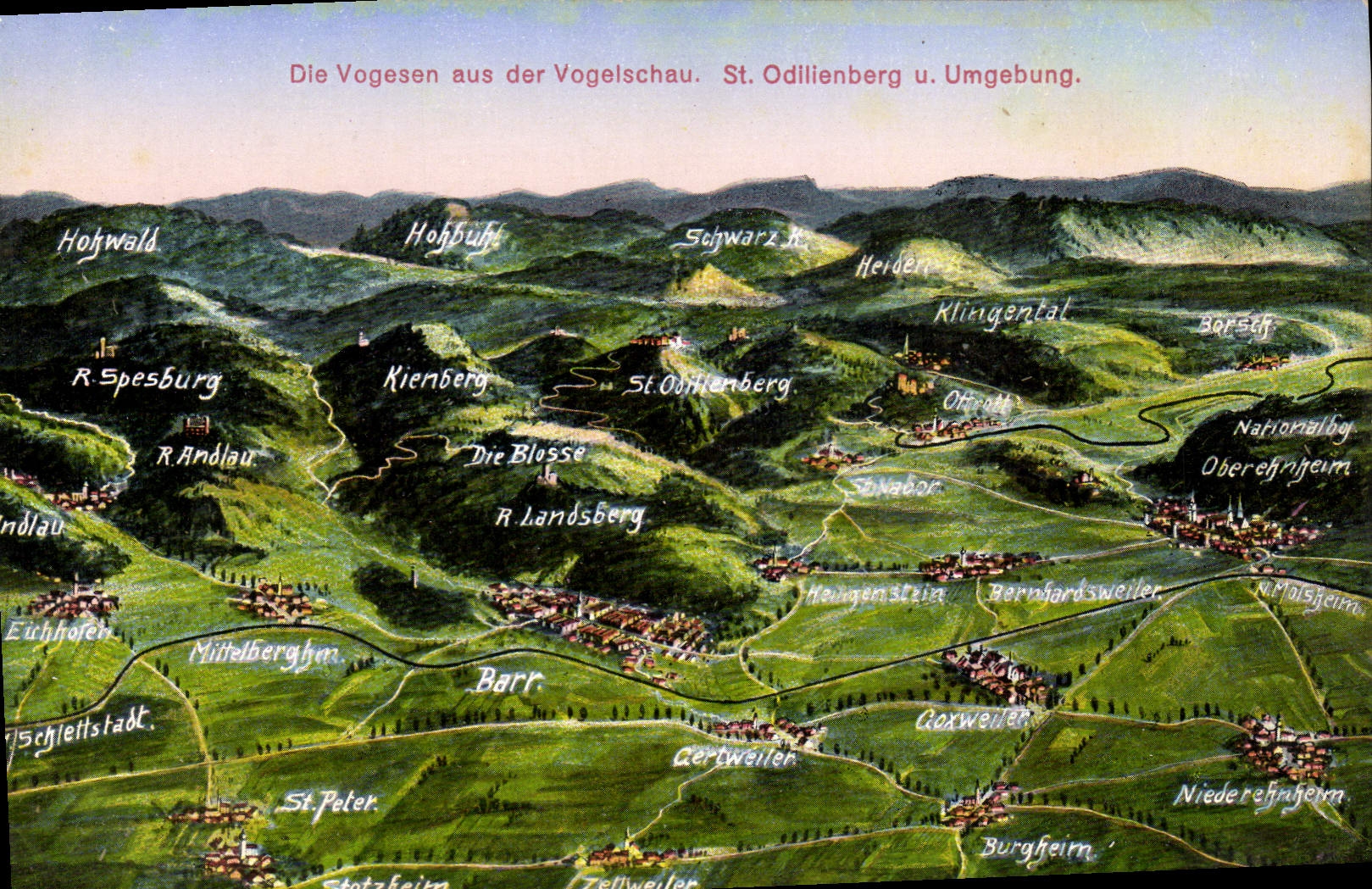 CPA Die Vogesen auf Der Vogelschau St Odilienberg