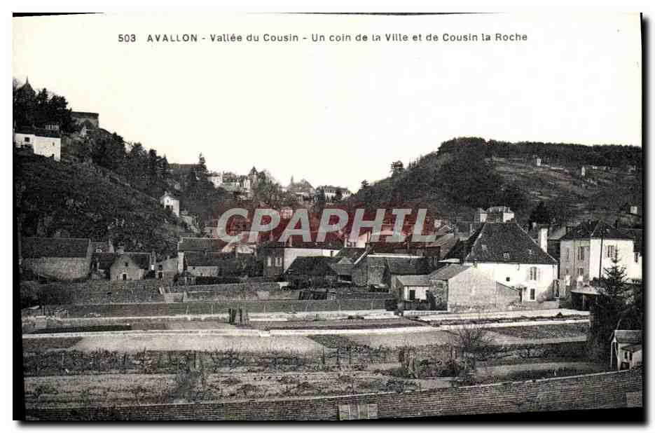 Avallon - Vallée du Cousin - Un coin de la Ville et de Cousin la Roche — Lib. Pothain frères, Avallon, n° 503