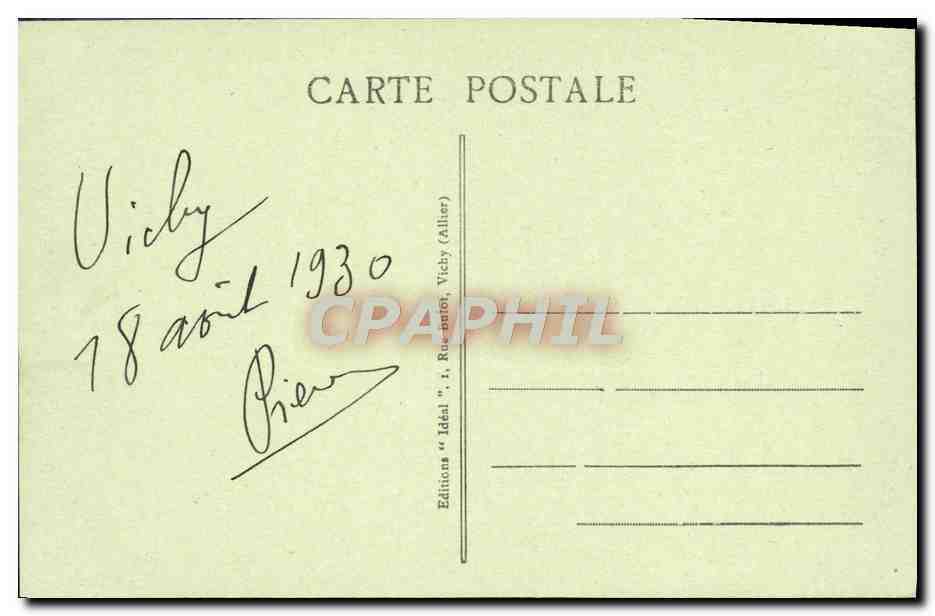 CPA Vichy La Source De I'Hopital — Verso