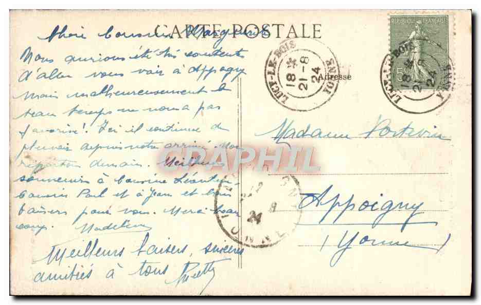 Vallée du Cousin — Les Sites Pittoresques — Avallon — Un Coin de la Rivière au Pont des Gardes — éditeur Fournain — Reverso