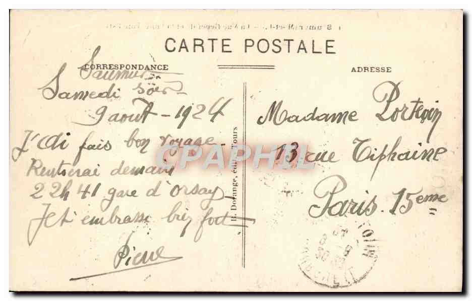 CPA Saumur Vue Generale Et La Loire — Rückseite
