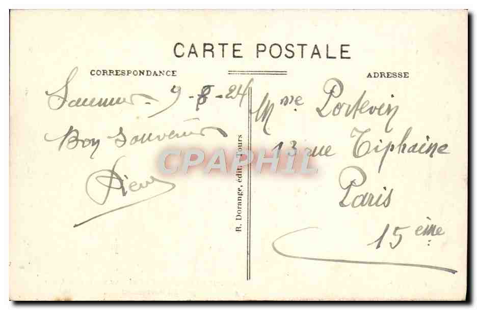 CPA Saumur Le chateau et le quai pris de Marmoutier — Rückseite