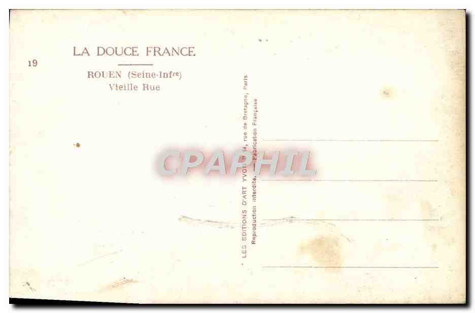 CPA Rouen Vieille Rue — Verso