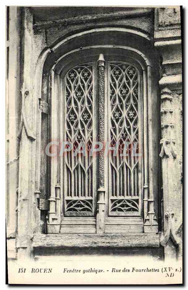 CPA Rouen Fenetre Gothique Rue Des Fourchettes