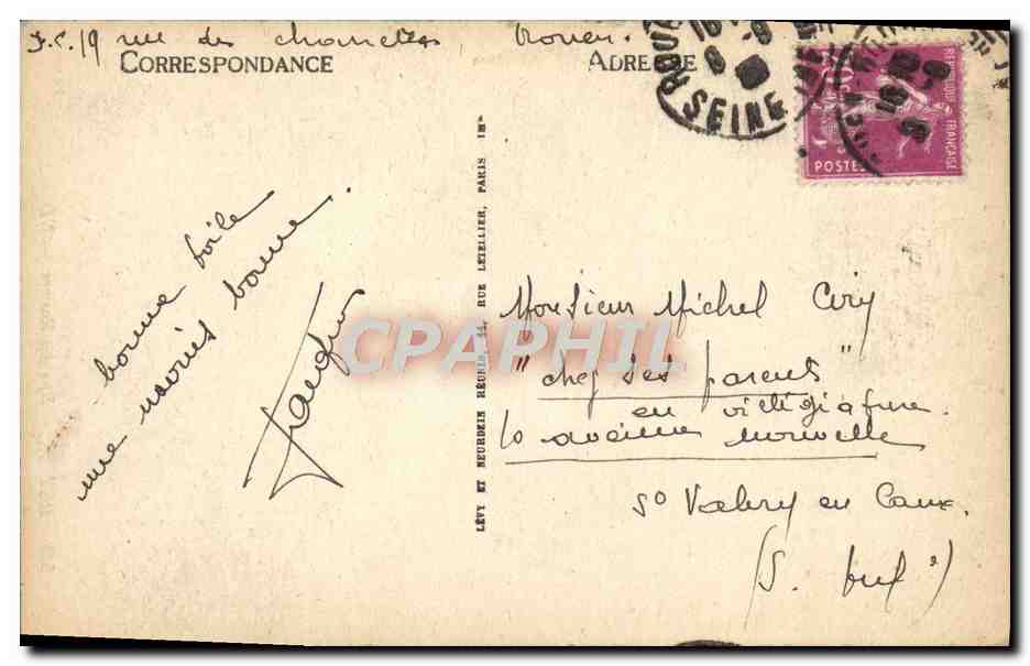 CPA Rouen Rue Des Rosiers — Verso