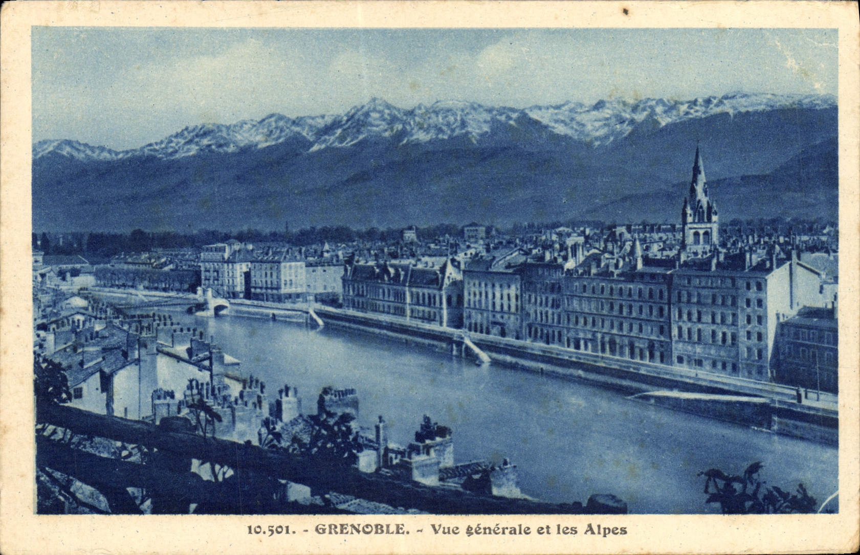 Grenoble — Vue générale et les Alpes — éditeur A. Mallard