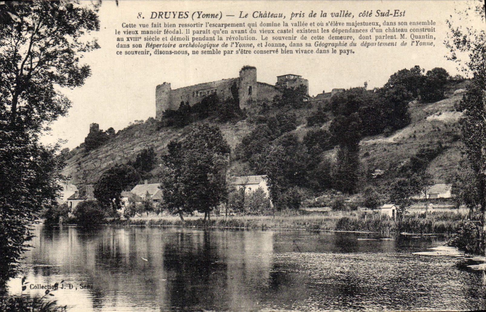 Druges (Yonne) — Le Château, pris de la vallée, côté Sud-Est — Collection J. D. Sena