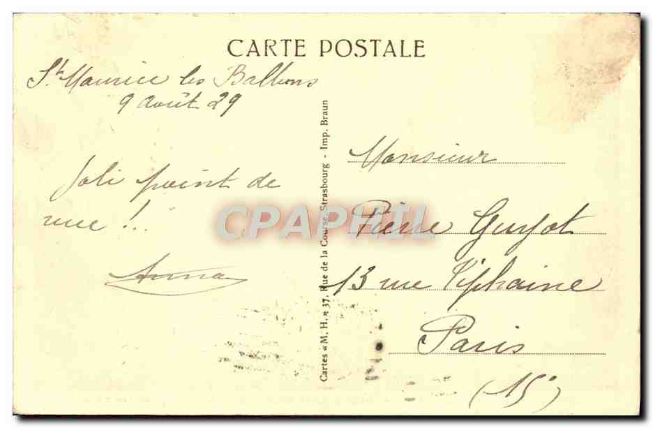 Vallée de la Doller, le lac d'Alfeld et la route stratégique, vue du Ballon d'Alsace — Carte postale n° 1080 C, éditée par Cartes & M. H. à Strasbourg — Reverso