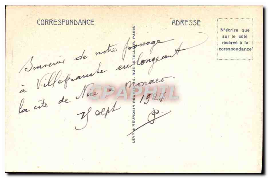 Villefranche sur Mer — La ville et la rade — LL — Verso