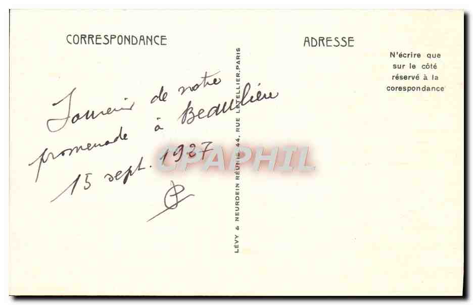 CPA Beaulieu Vue Generale — Rückseite