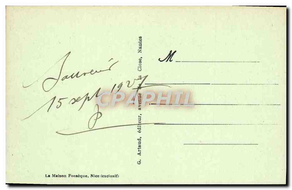 NICE - El Puerto, Punto de conexión de los Correos de la Corsica — serie 34, editor G. Artaud — Reverso