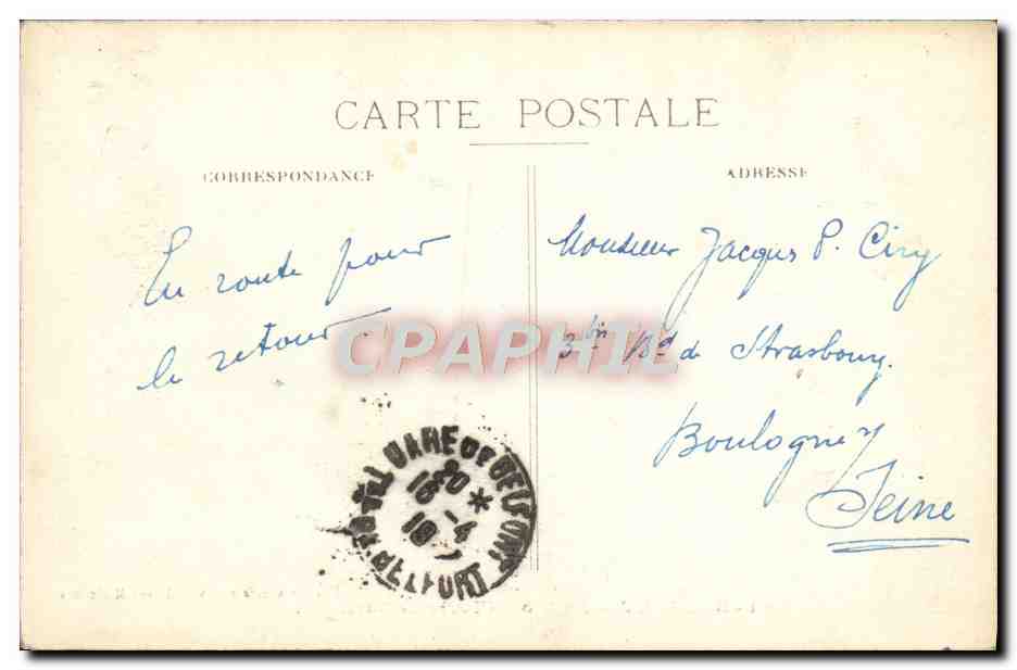 Belfort — Le Lion (Œuvre de Bartholdi) — Édition spéciale des Galeries Modernes — Rückseite